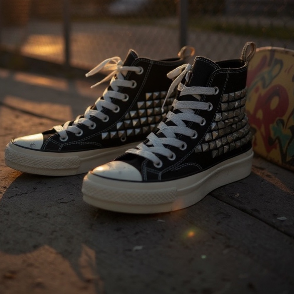 Steve Madden Black and Leopard High-Top Sneakers